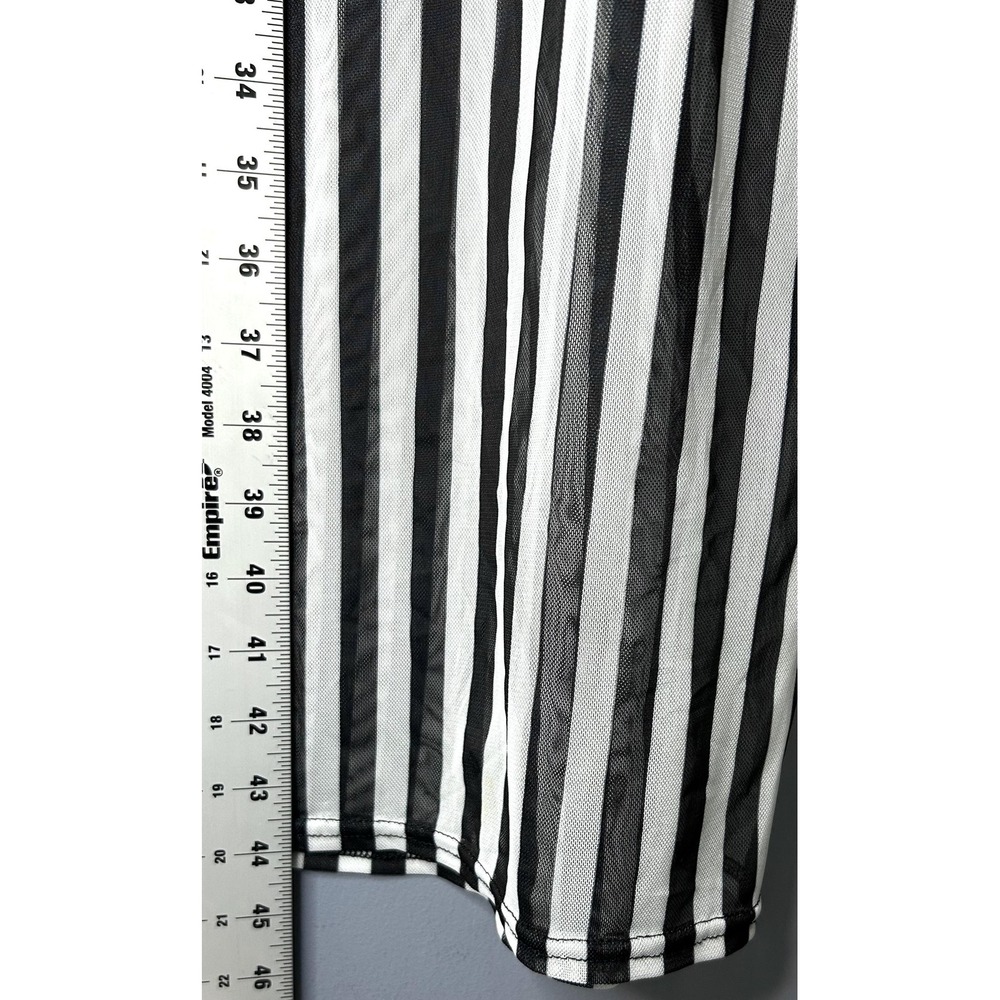 Missguided Skirt Size 12 Black White Stripe Sheer Mesh Maxi Festival Beach Party - Picture 5 of 12